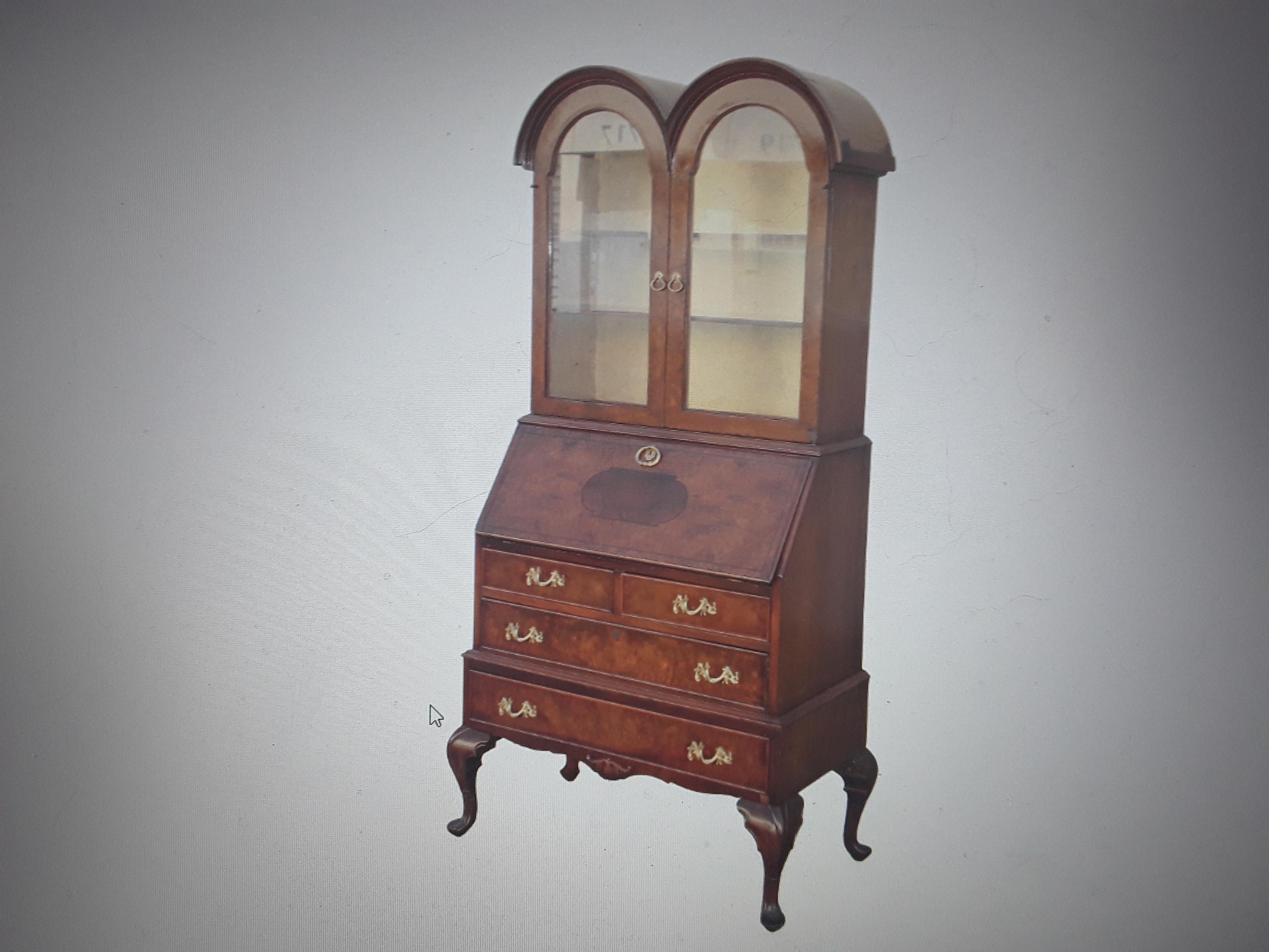 1940's Traditional Burl Wood Secretary/ Desk For Sale 4