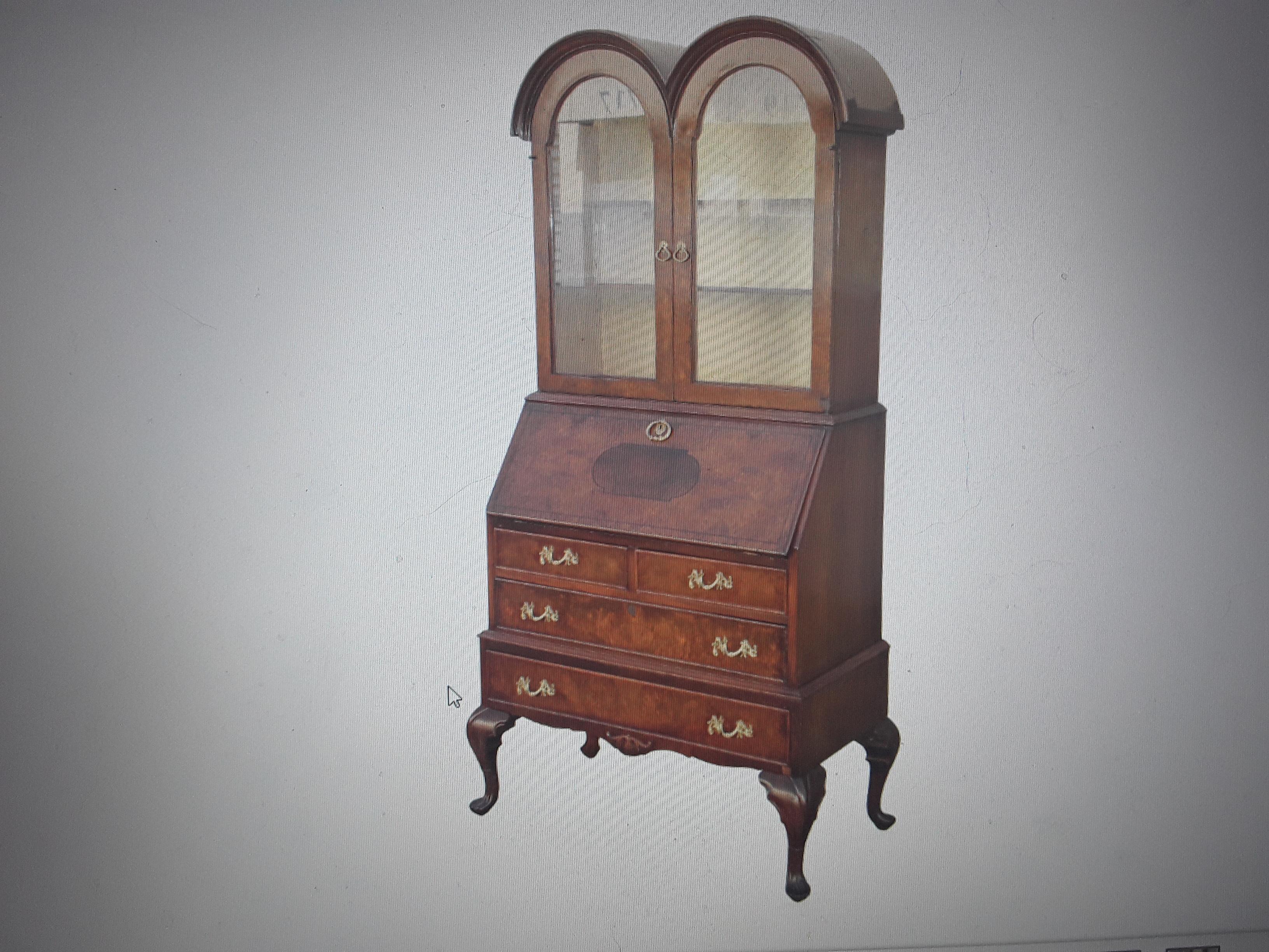 1940's Traditional Burl Wood Secretary/ Desk For Sale 5