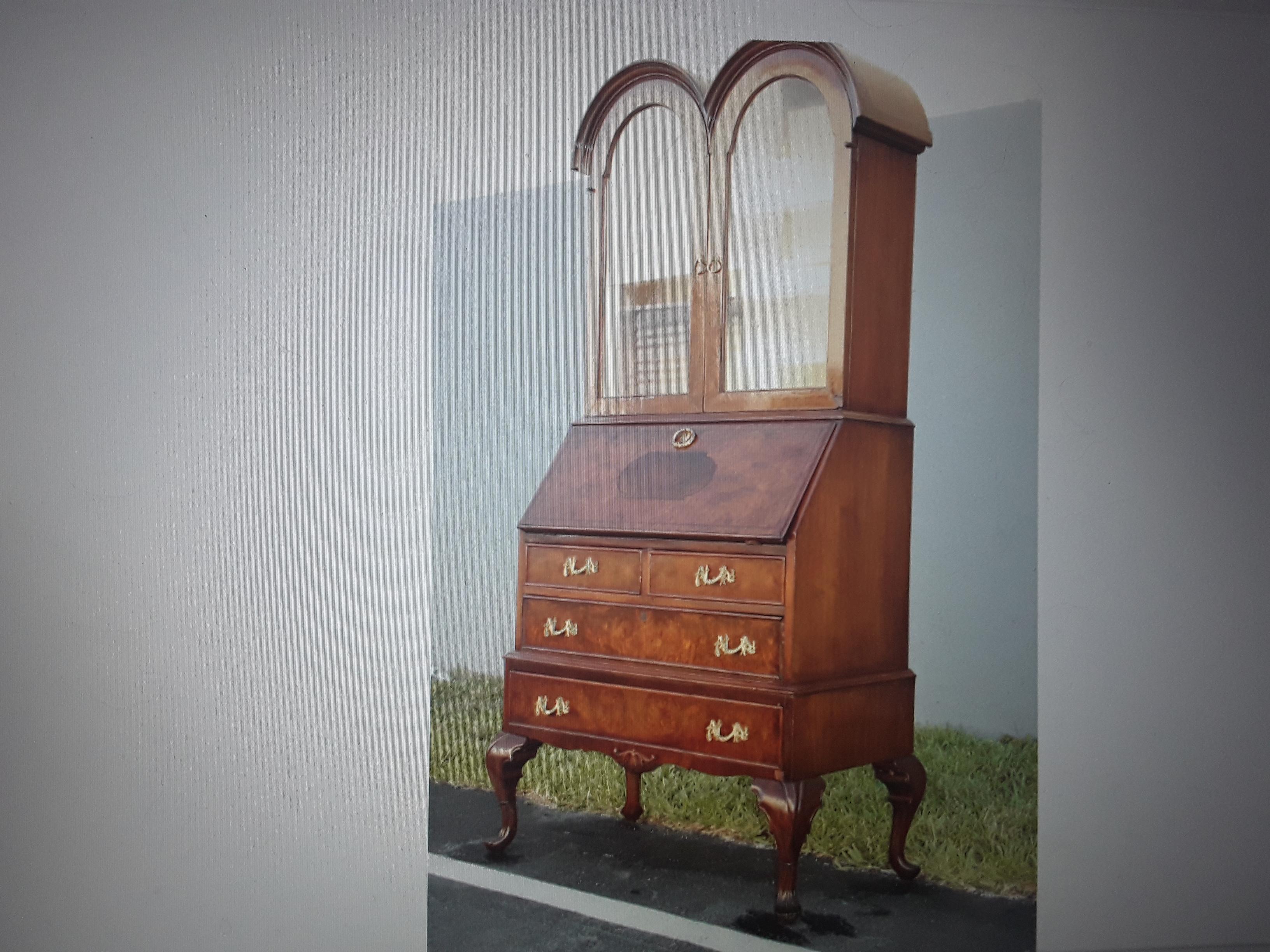 1940's Traditional Burl Wood Secretary/ Desk For Sale 1