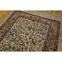 1940s Traditional Ivory Field Floral Vase Vintage Isfahan Hand-Knotted Wool Rug
