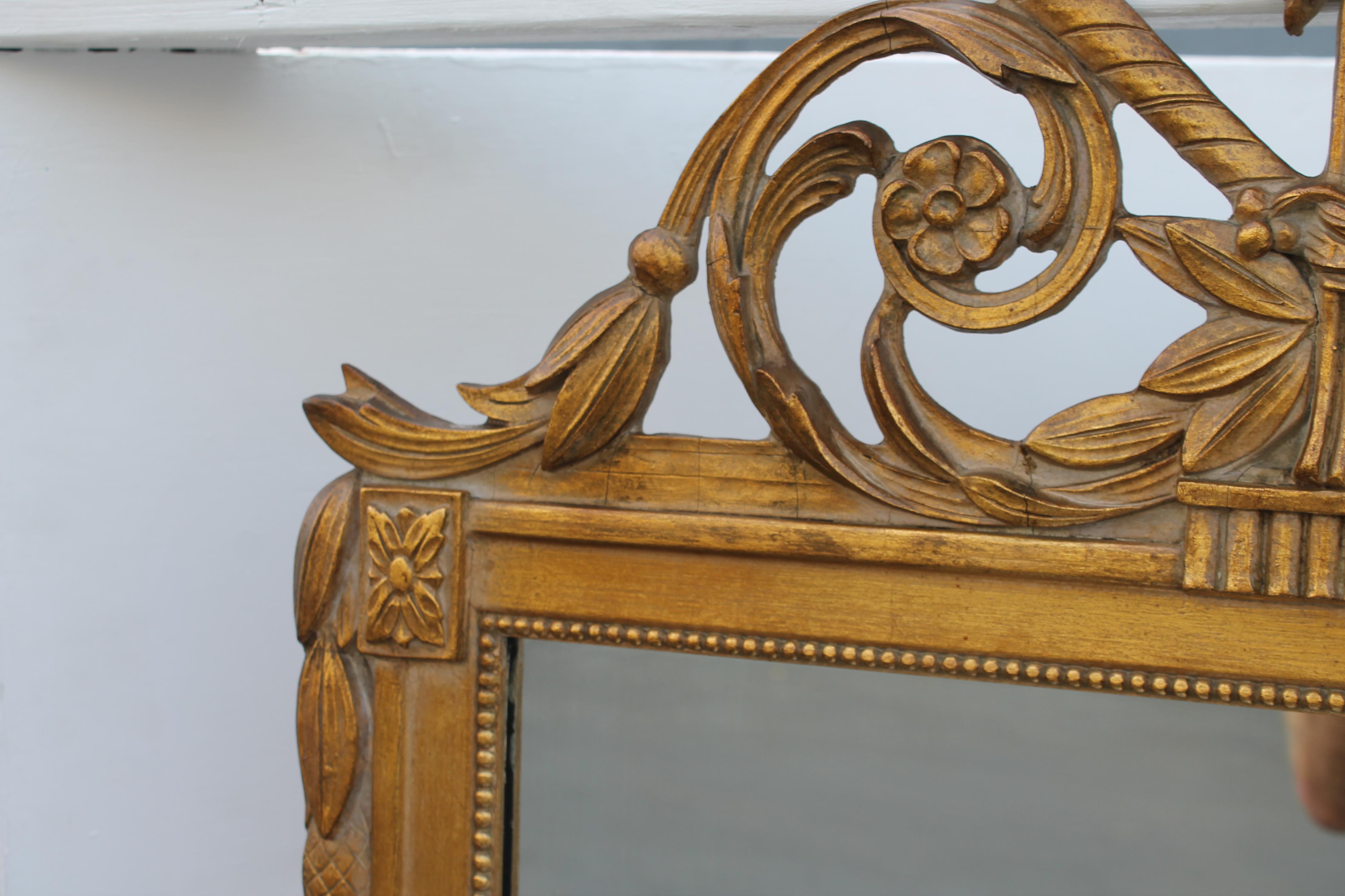 Mid-20th Century 1940's Traditional style Carved Giltwood / Gesso Wall Mirror For Sale