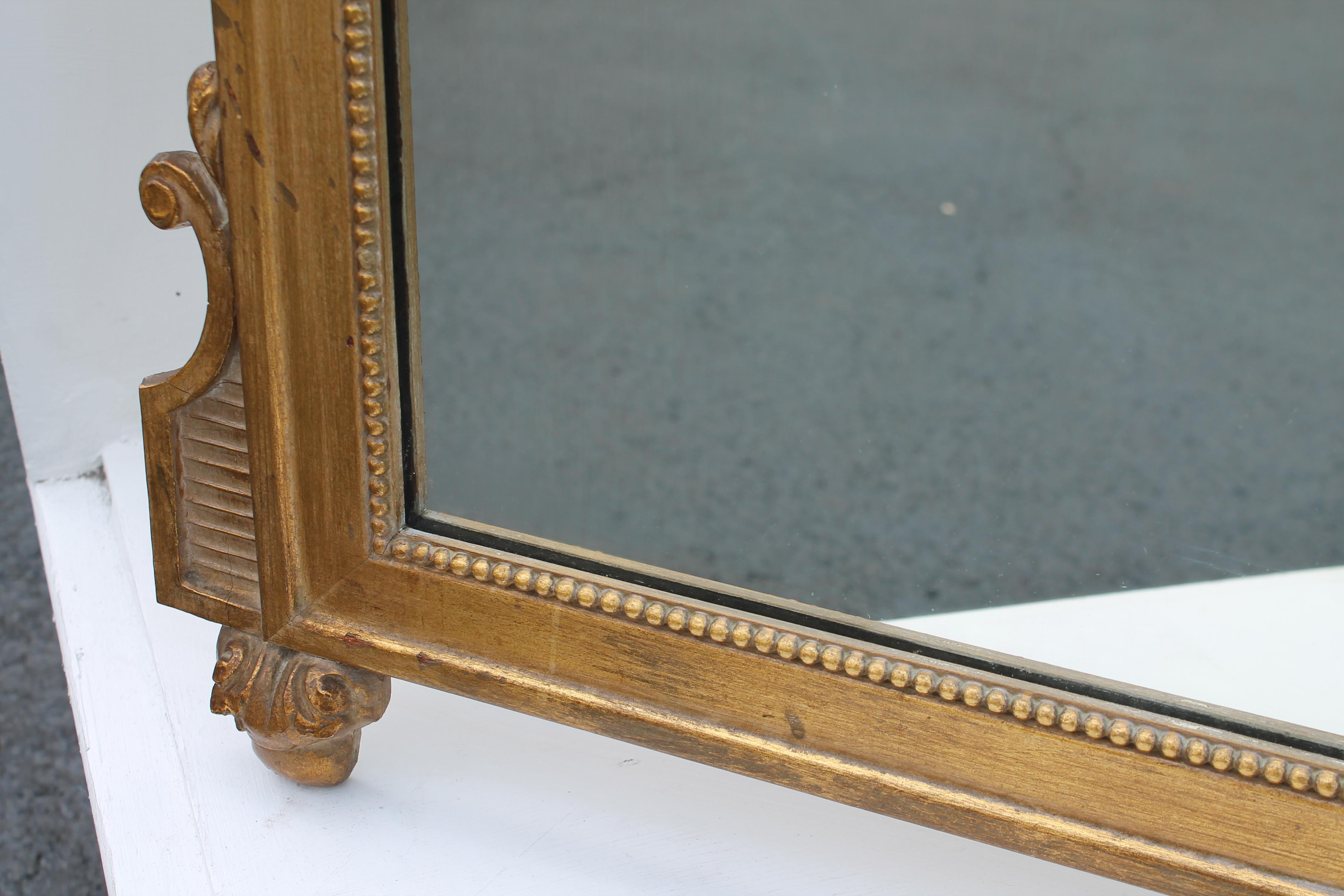 Wood 1940's Traditional style Carved Giltwood / Gesso Wall Mirror For Sale