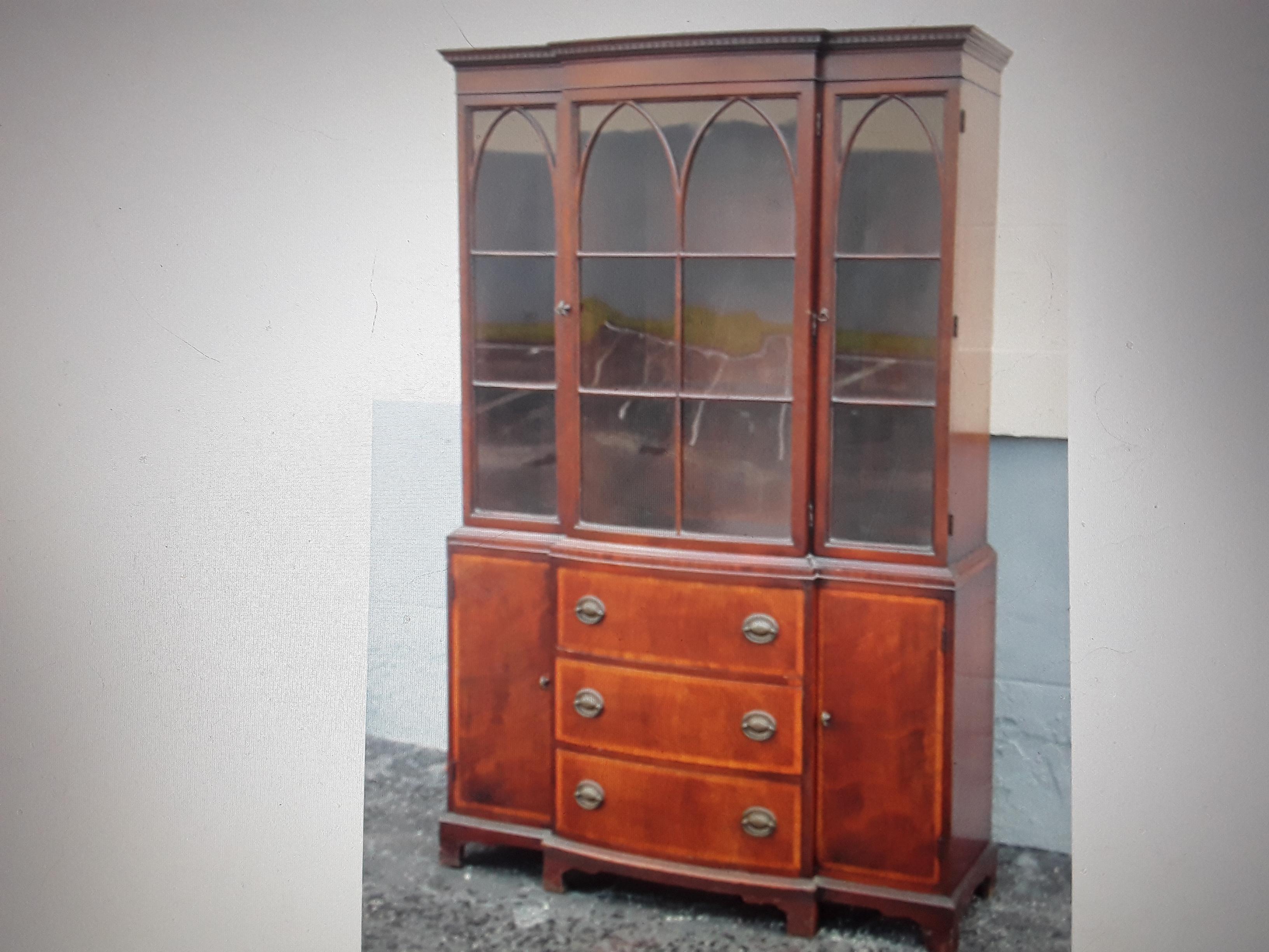 Wood 1940's Traditional style Tall Mahogany China/ Display Cabinet For Sale