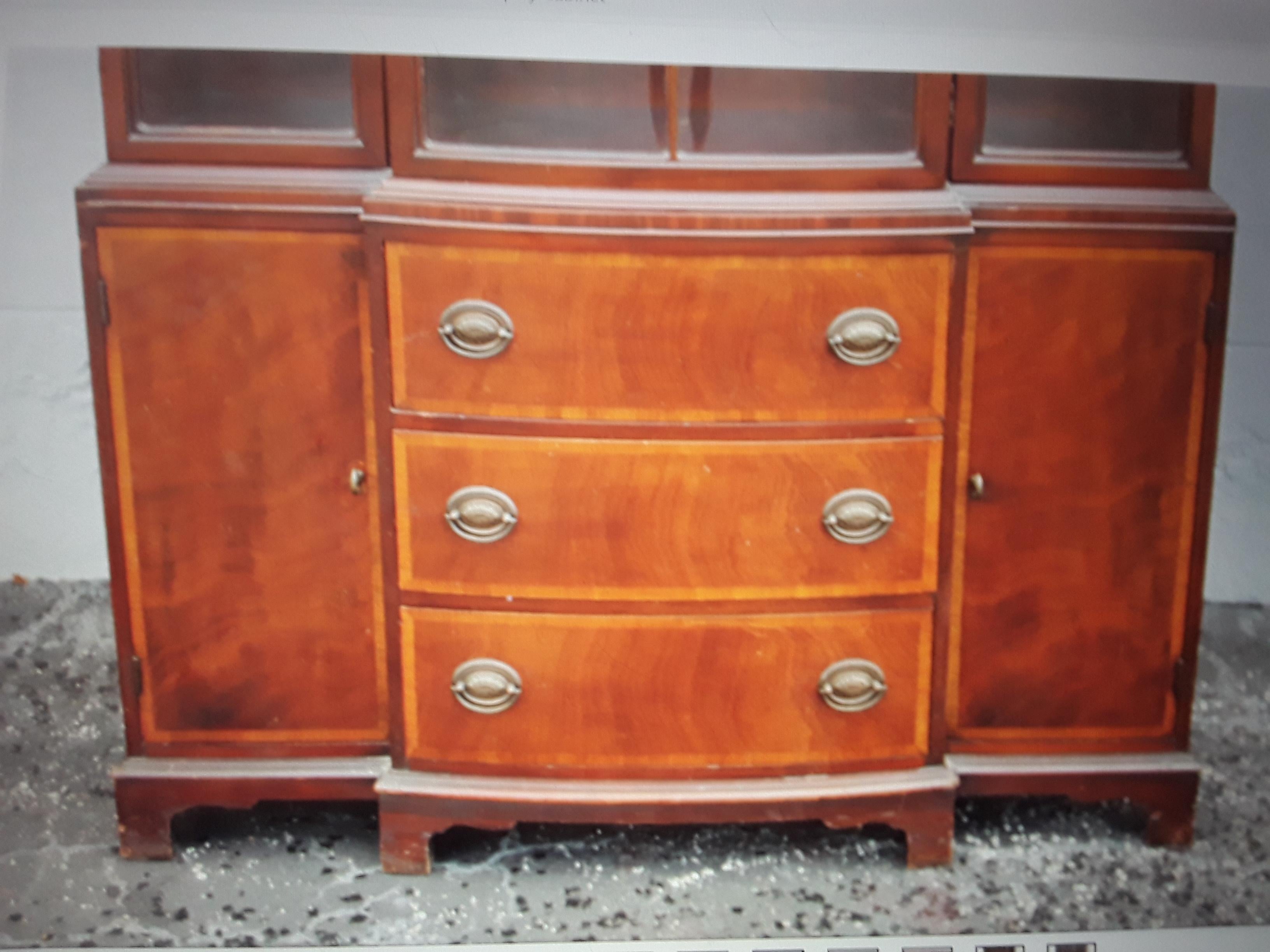 Mid-Century Modern 1940's Traditional style Tall Mahogany China/ Display Cabinet For Sale