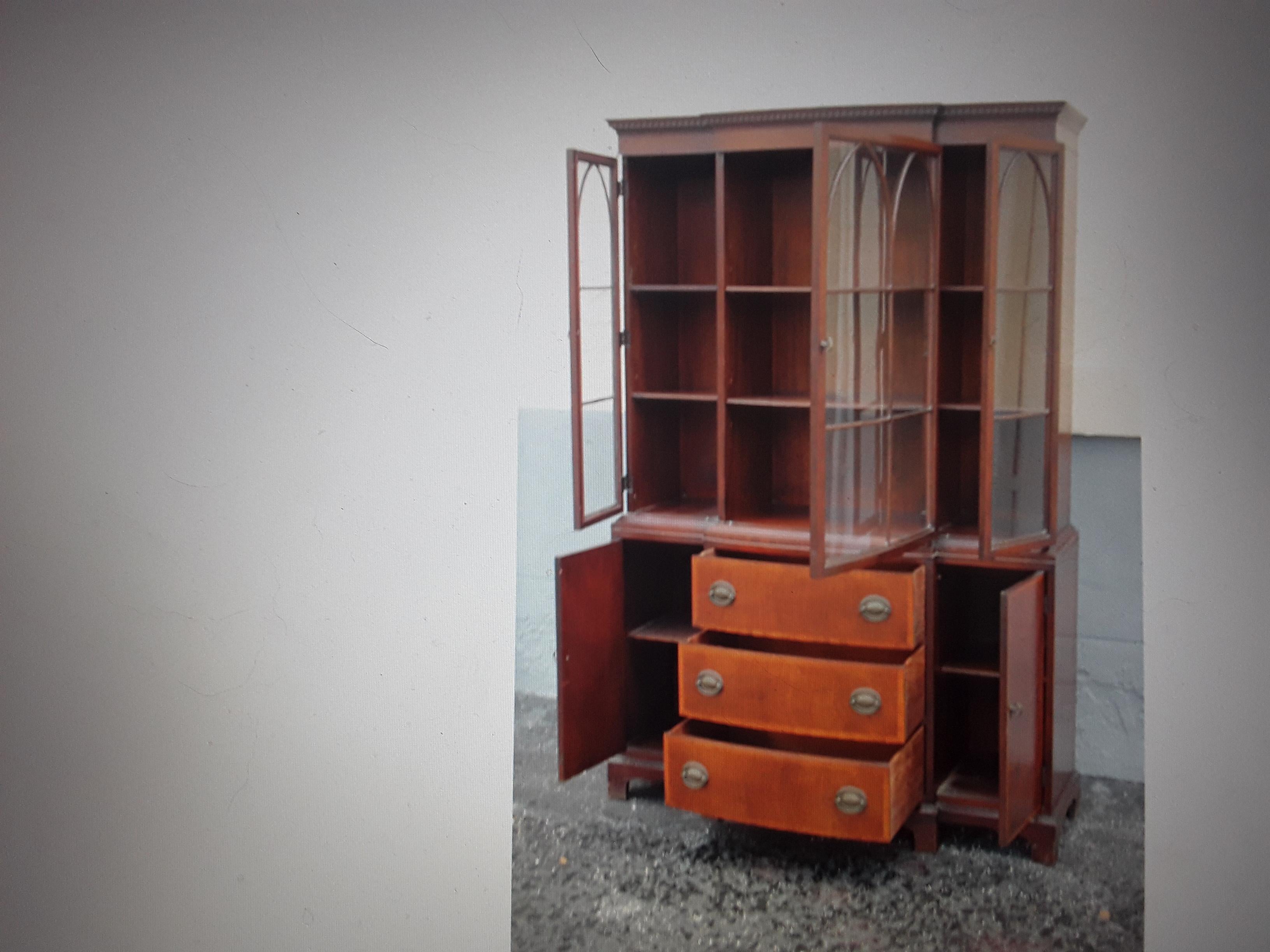 1940's Traditional style Tall Mahogany China/ Display Cabinet In Good Condition For Sale In Opa Locka, FL