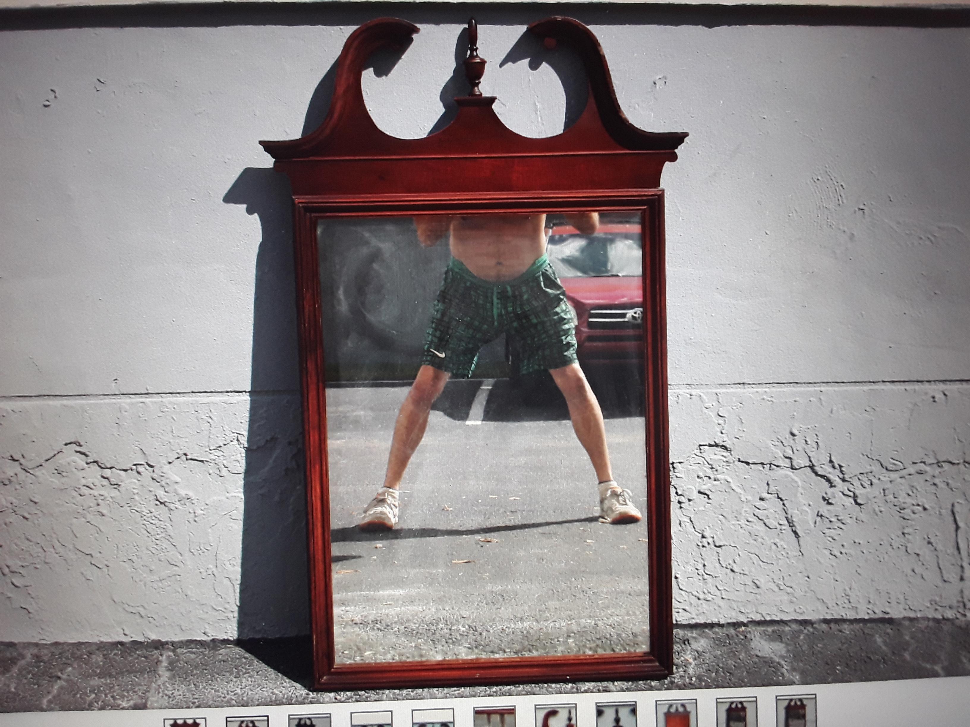 Wood 1940's Traditional Style Wall Mirror For Sale