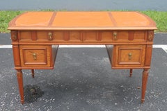 1940s Traditional style Writing Desk w/ Hermes Orange Leather Top