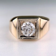 1940's Transitional Cut Diamond Ring 14k Two Tone Gold