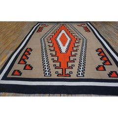 Tappeto Navajo antico, tessuto a trama piatta, in stile tribale e geometrico, degli anni ’40, di dimensioni adatte a una stanza, dei nativi americani