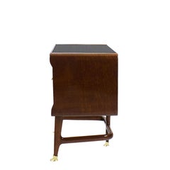 1940s Tripod Nightstand, Mahogany and Mahogany Burl Veneer, Italy