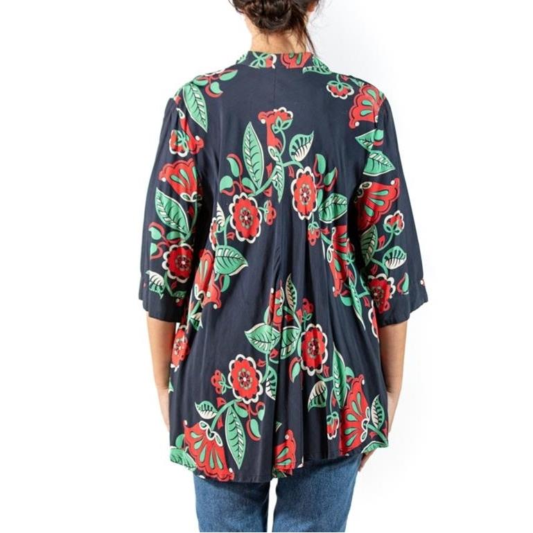 1940S Tropical Cold Rayon Top For Sale 1