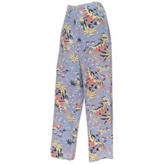 Vintage 1940s Tropical Starry Night Rayon Lounge Pants