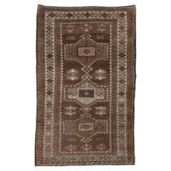 1940s Turkish Kars Scatter Rug, Brown Palette with Some Beige Accents