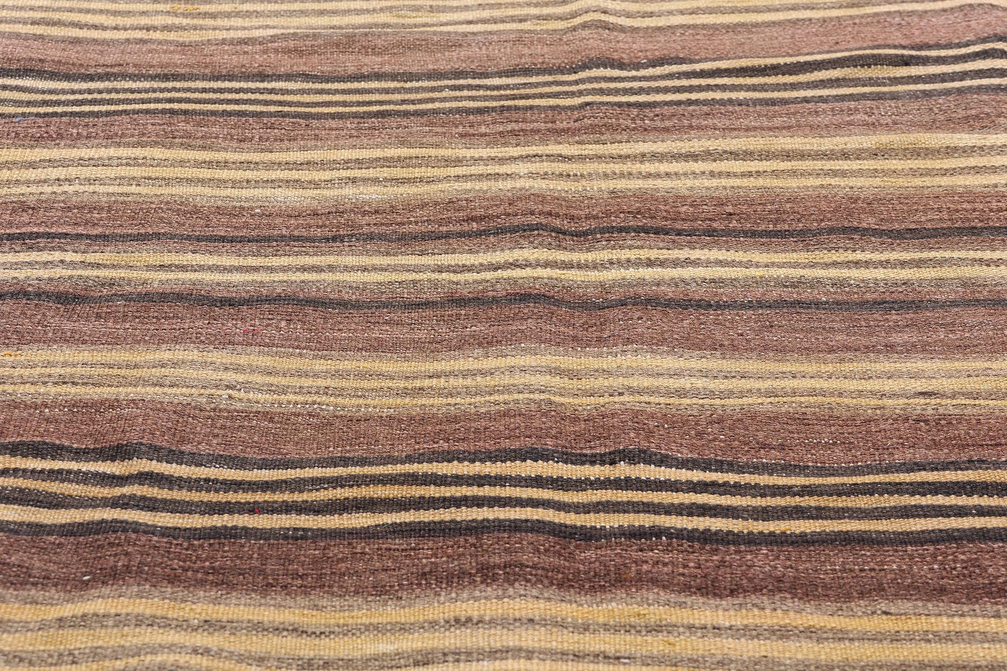Rug & Kilim turco del 1940 con strisce Bayadere, tappeto quadrato a strisce a trama piatta In condizioni deteriorate in vendita a Dallas, TX
