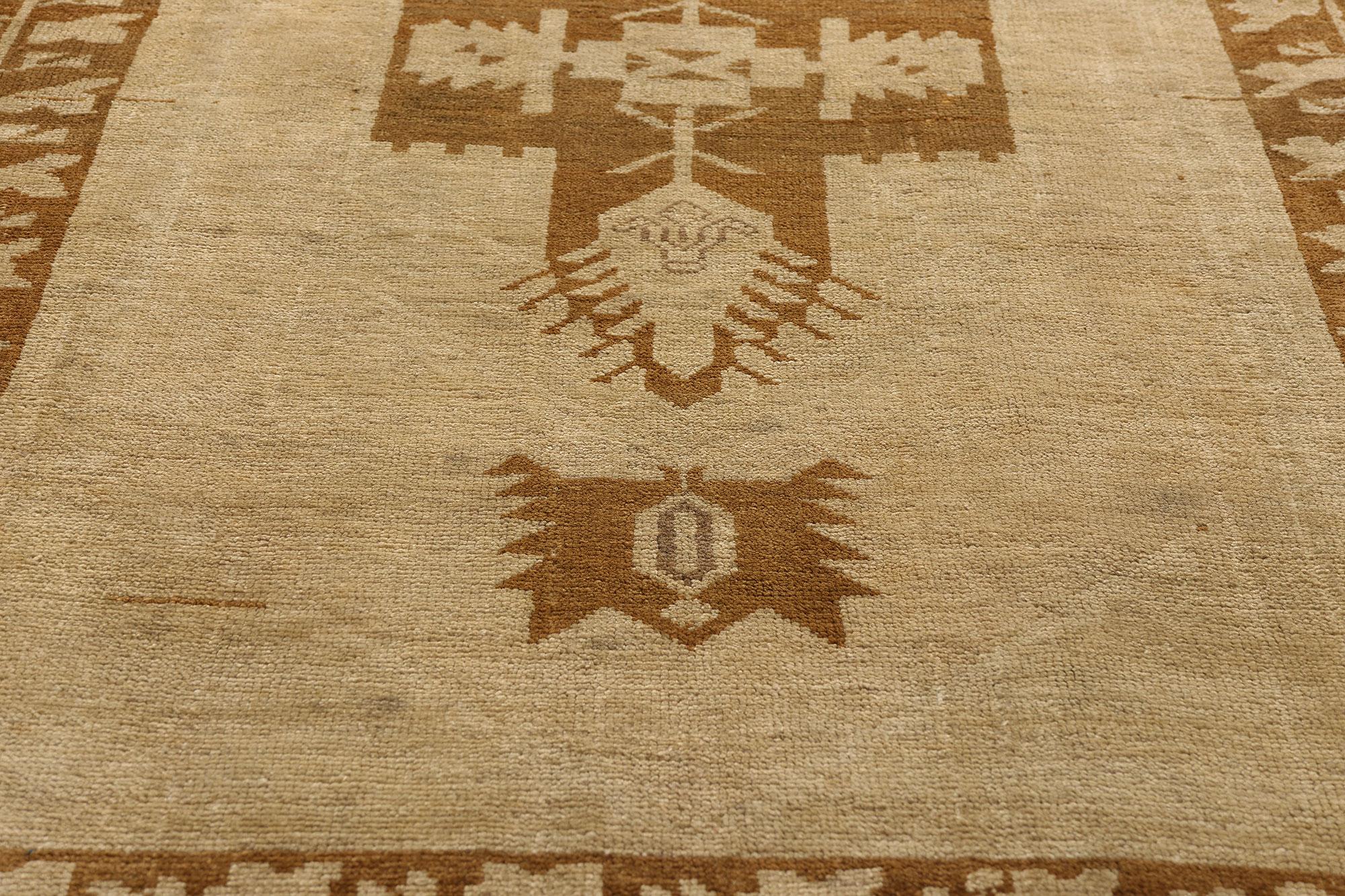 20th Century 1940's Turkish Oushak Carpet with Modern Style and Warm, Neutral Colors For Sale