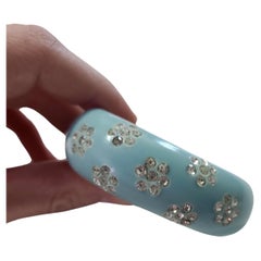 1940's Turquoise Bakelite & Floral Crystal Cuff