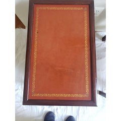 1940s Two-Tier Leather and Stinciling Top Side Tables, a Pair
