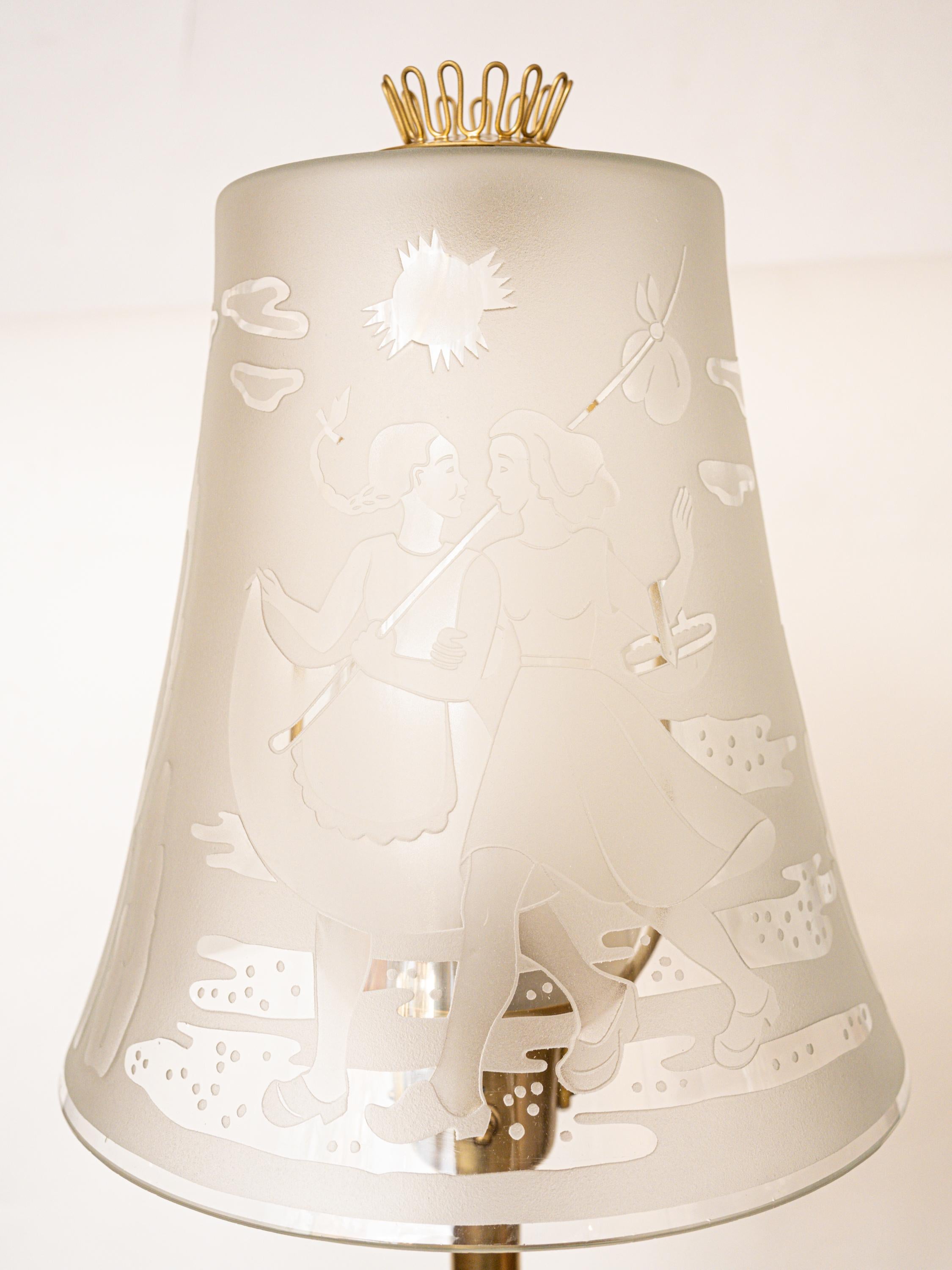 Mid-20th Century 1940s U. Skogh Floor Lamp Produced by Glössner & Co. For Sale