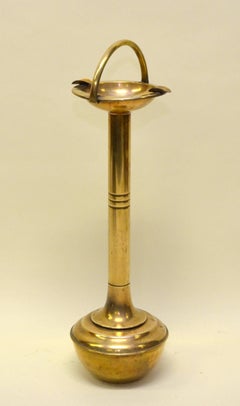 1940s Unique Tall Brass Vintage Ashtray with Bounce Back Base
