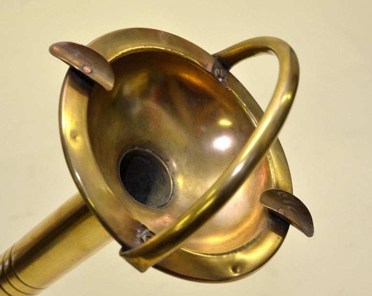 1940s Unique Tall Brass Vintage Ashtray with Bounce Back Base For Sale