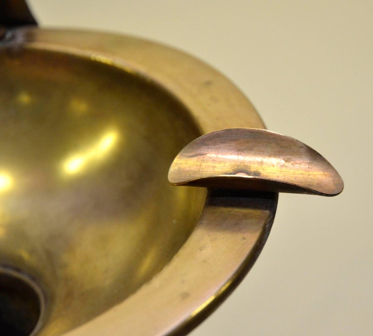 1940s Unique Tall Brass Vintage Ashtray with Bounce Back Base For Sale at 1stDibs
