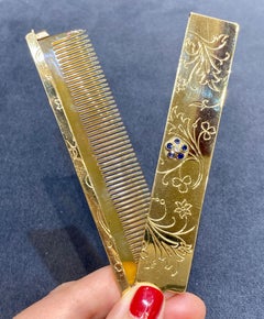 1940s Van Cleef & Arpels 18k gold hair comb in case