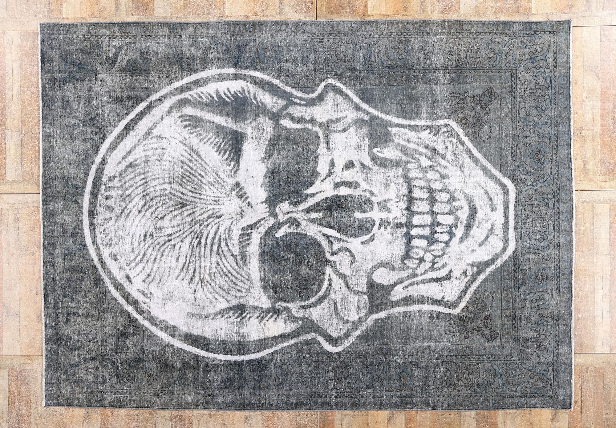 Tapis crâne délavé vintage délavé inspiré par Alexander McQueen en vente 2