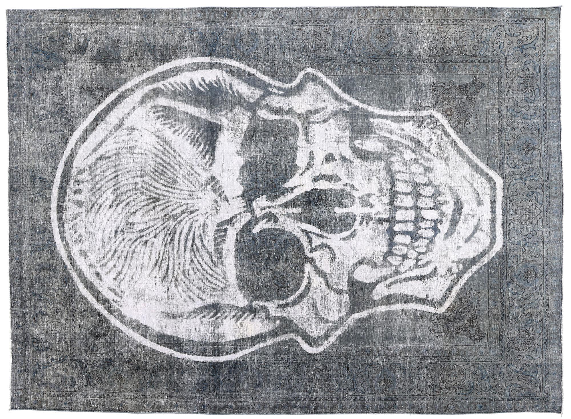 Tapis crâne délavé vintage délavé inspiré par Alexander McQueen en vente 3