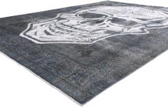 1940's Vanitas Noire Overdyed Skull Rug with NeuroLux Style