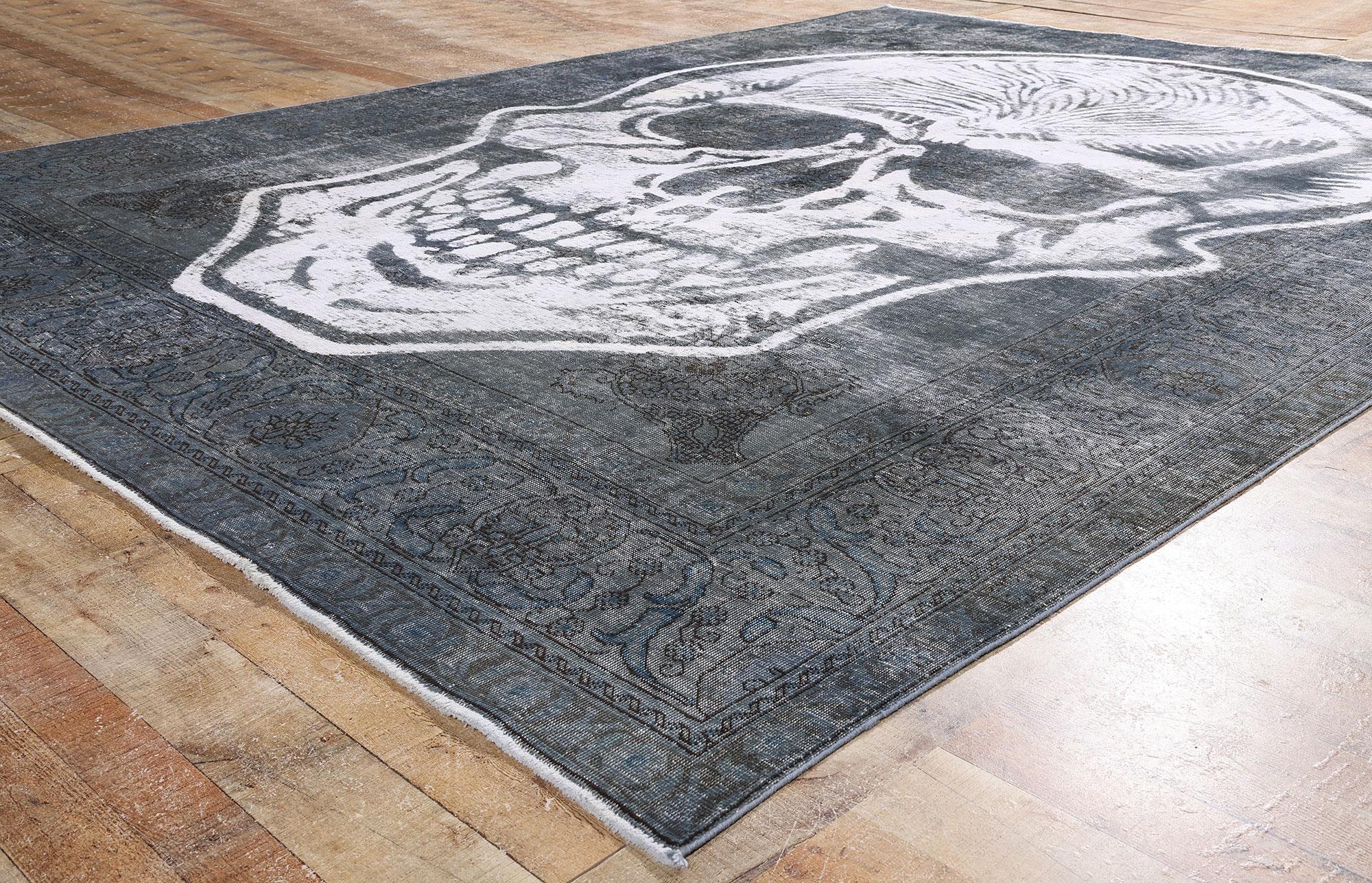Laine Tapis crâne délavé vintage délavé inspiré par Alexander McQueen en vente