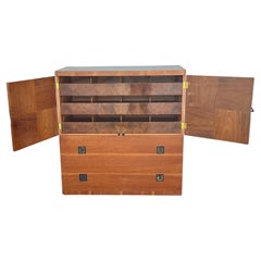 1940s Vanleigh Chest Highboy Dresser Exotic Woods Burlwood Dresser on Castors