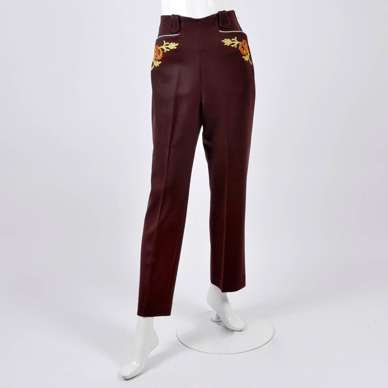 1940s Vaquero Western Cowboy Shirt & Pants Cowgirl in Gabardine  w Embroidery 6