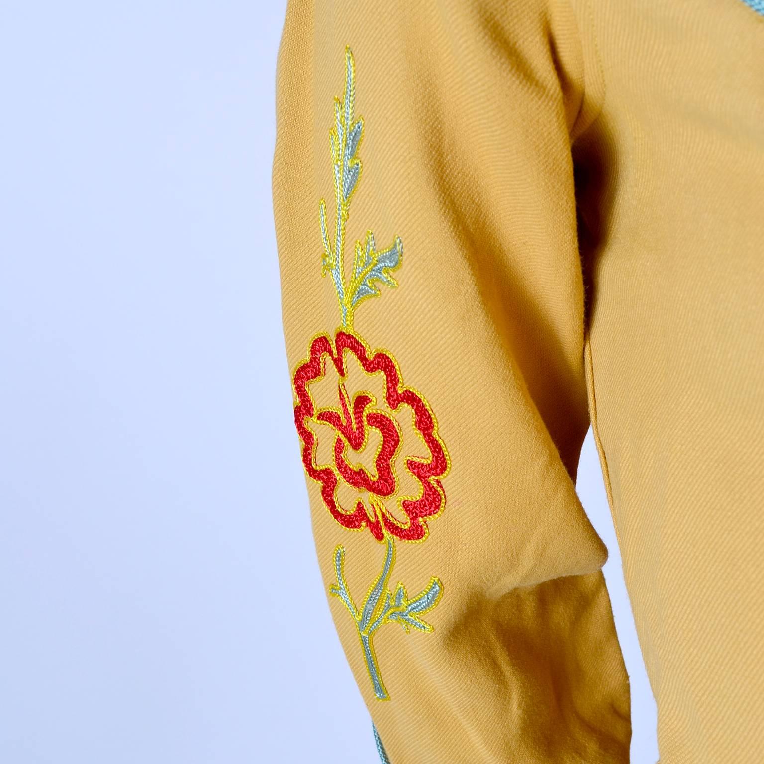 1940s Vaquero Western Cowboy Shirt & Pants Cowgirl in Gabardine  w Embroidery In Excellent Condition In Portland, OR