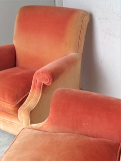 1940's Ombre Toned Faded Velvet Lounge Chairs