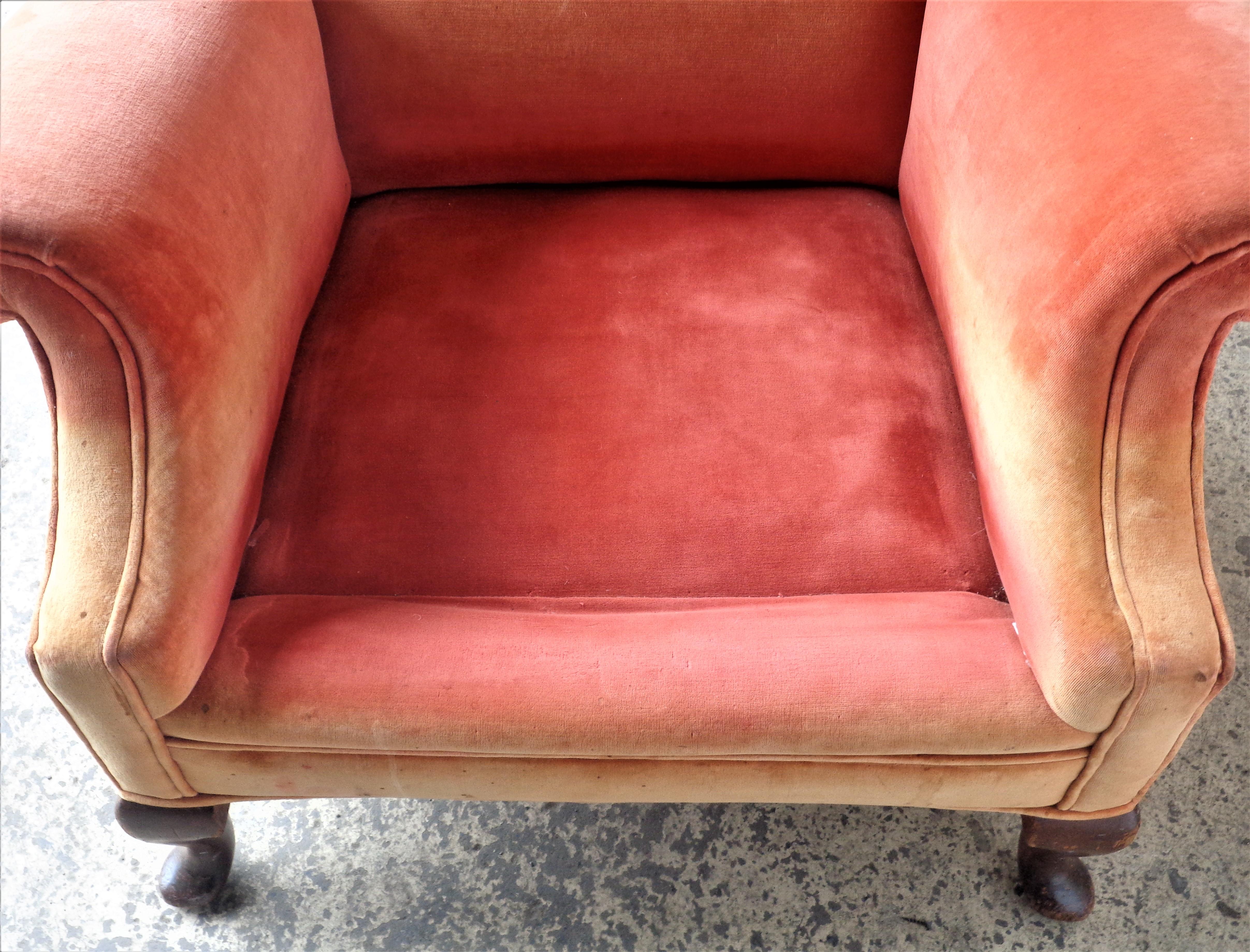 Upholstery 1940's Ombre Toned Faded Velvet Lounge Chairs 