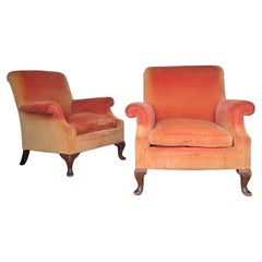 1940's Ombre Toned Faded Velvet Lounge Chairs 