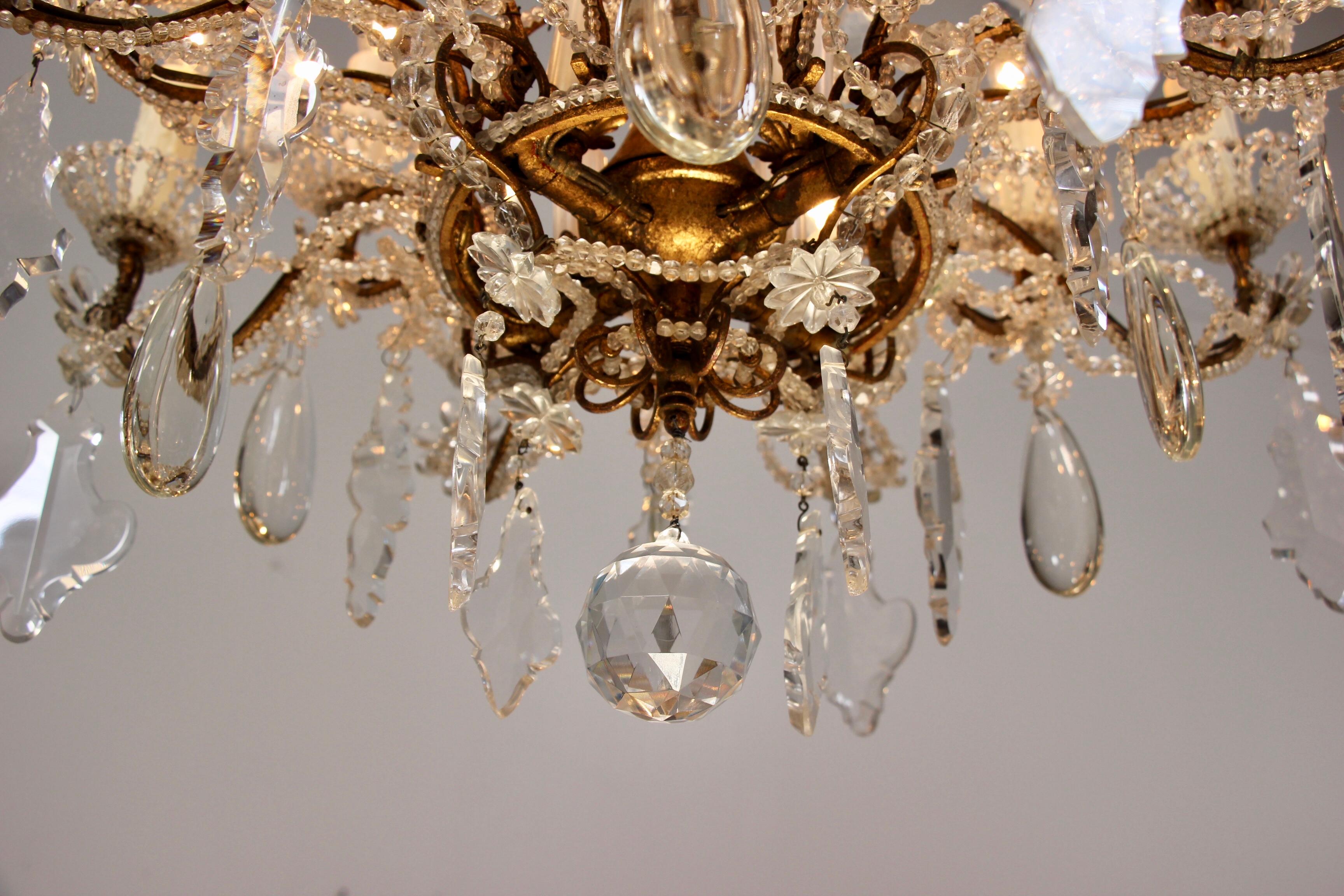 1940s Venetian Crystal Beaded Chandelier 6