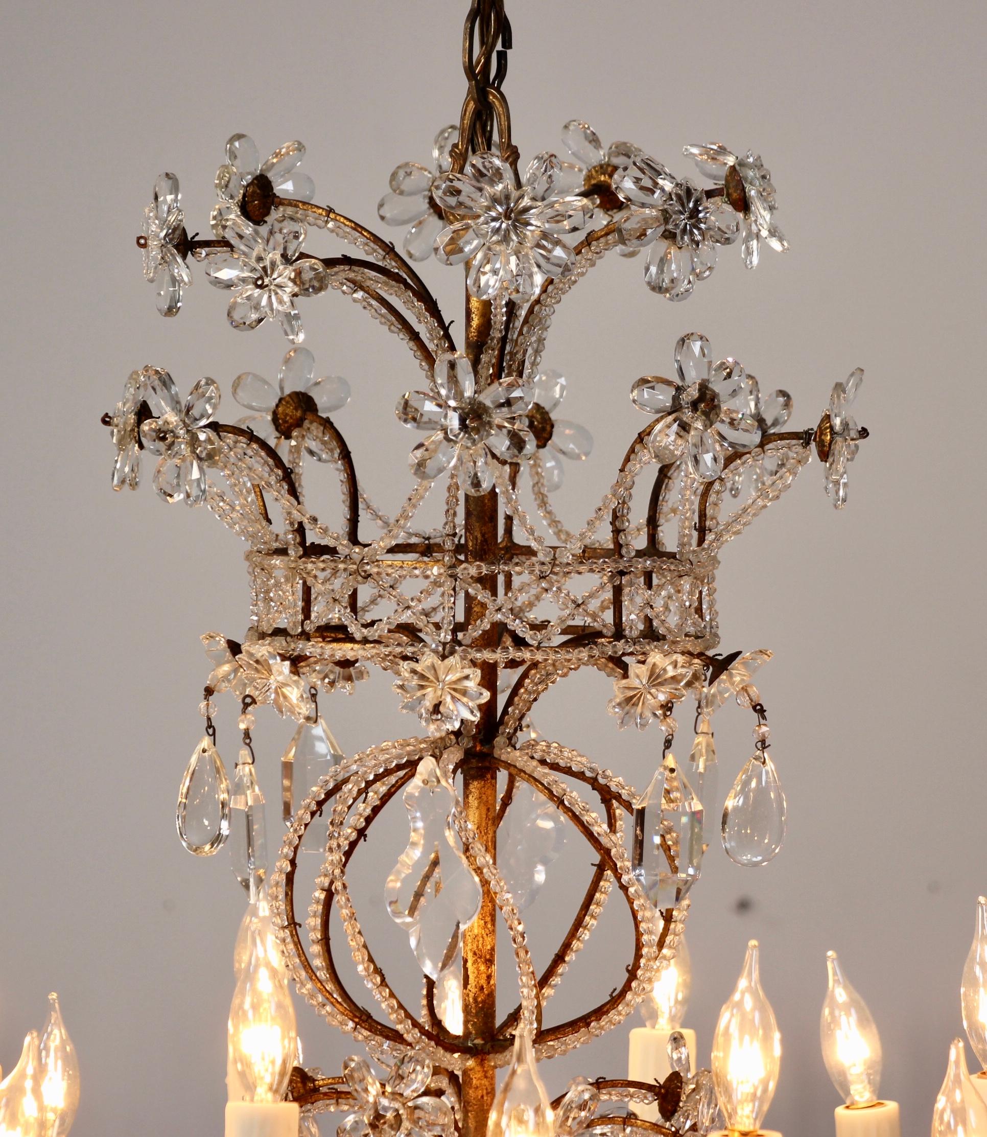 Louis XVI 1940s Venetian Crystal Beaded Chandelier