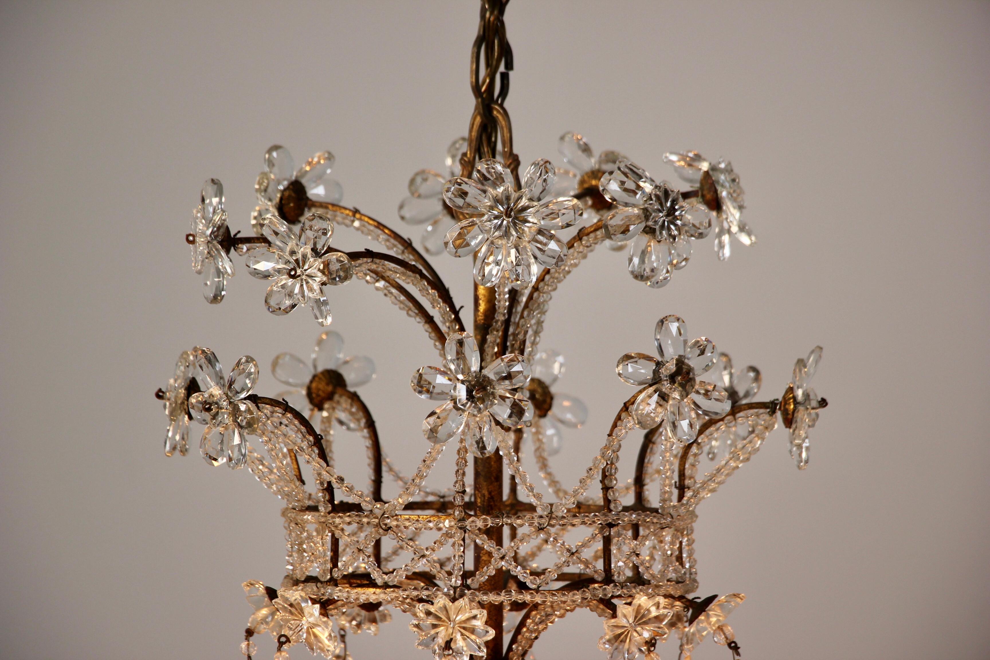 Italian 1940s Venetian Crystal Beaded Chandelier