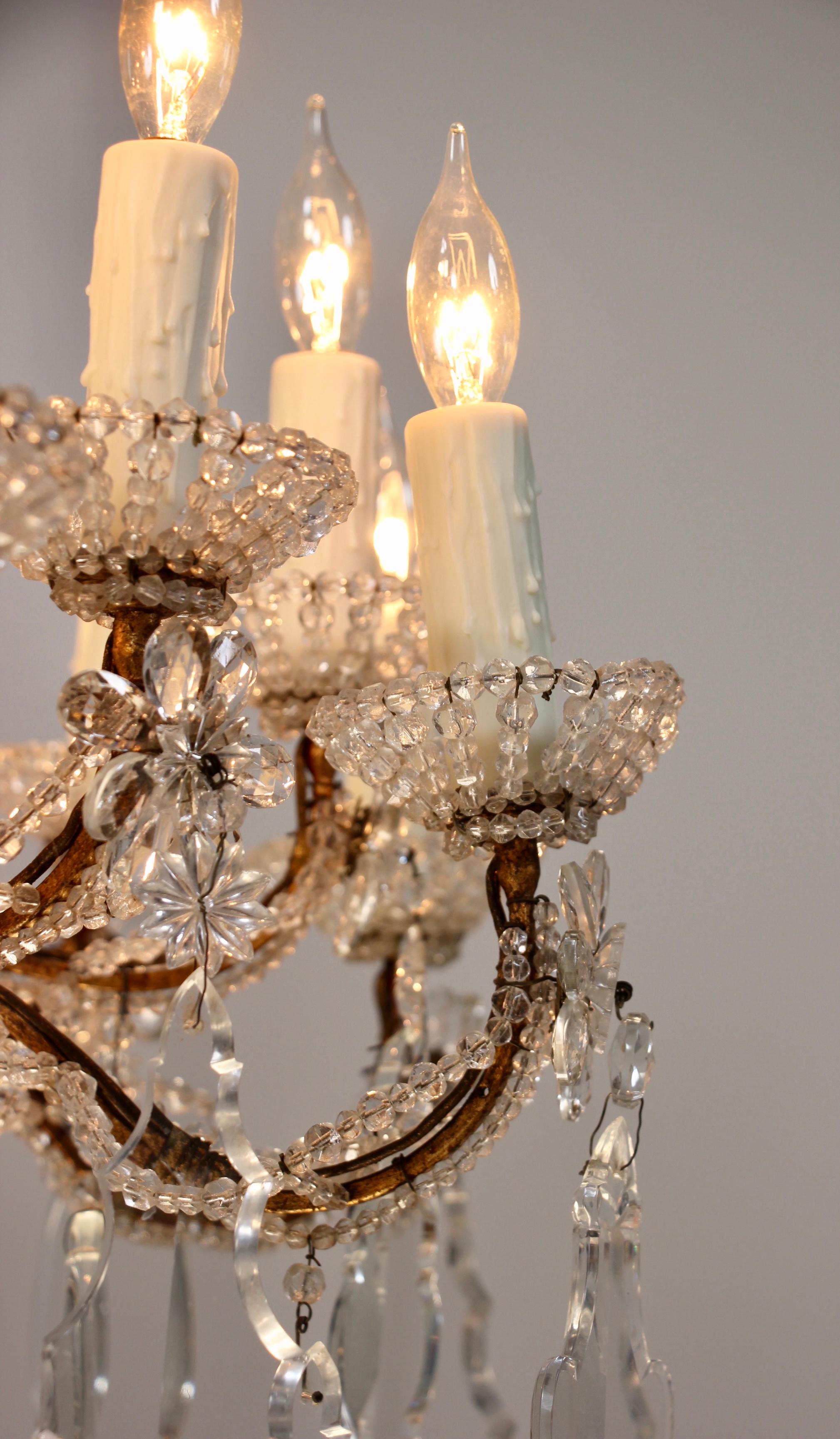 Mid-20th Century 1940s Venetian Crystal Beaded Chandelier