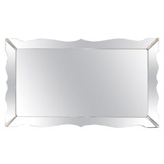 1940s Venetian Style Wall Mirror with Chrome Corners