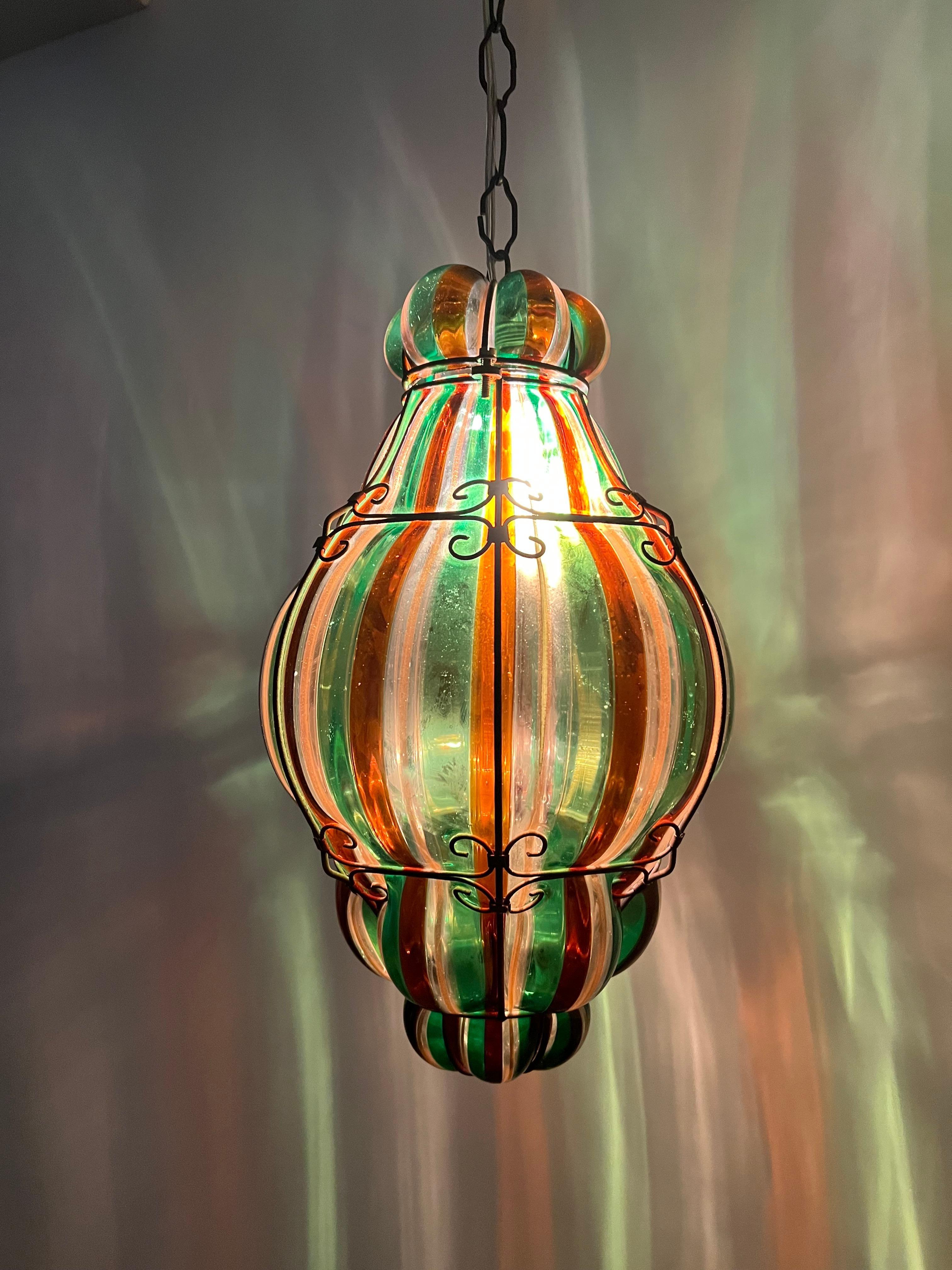 1940s Venini Lantern in Murano Glass by Fulvio Bianconi For Sale 5