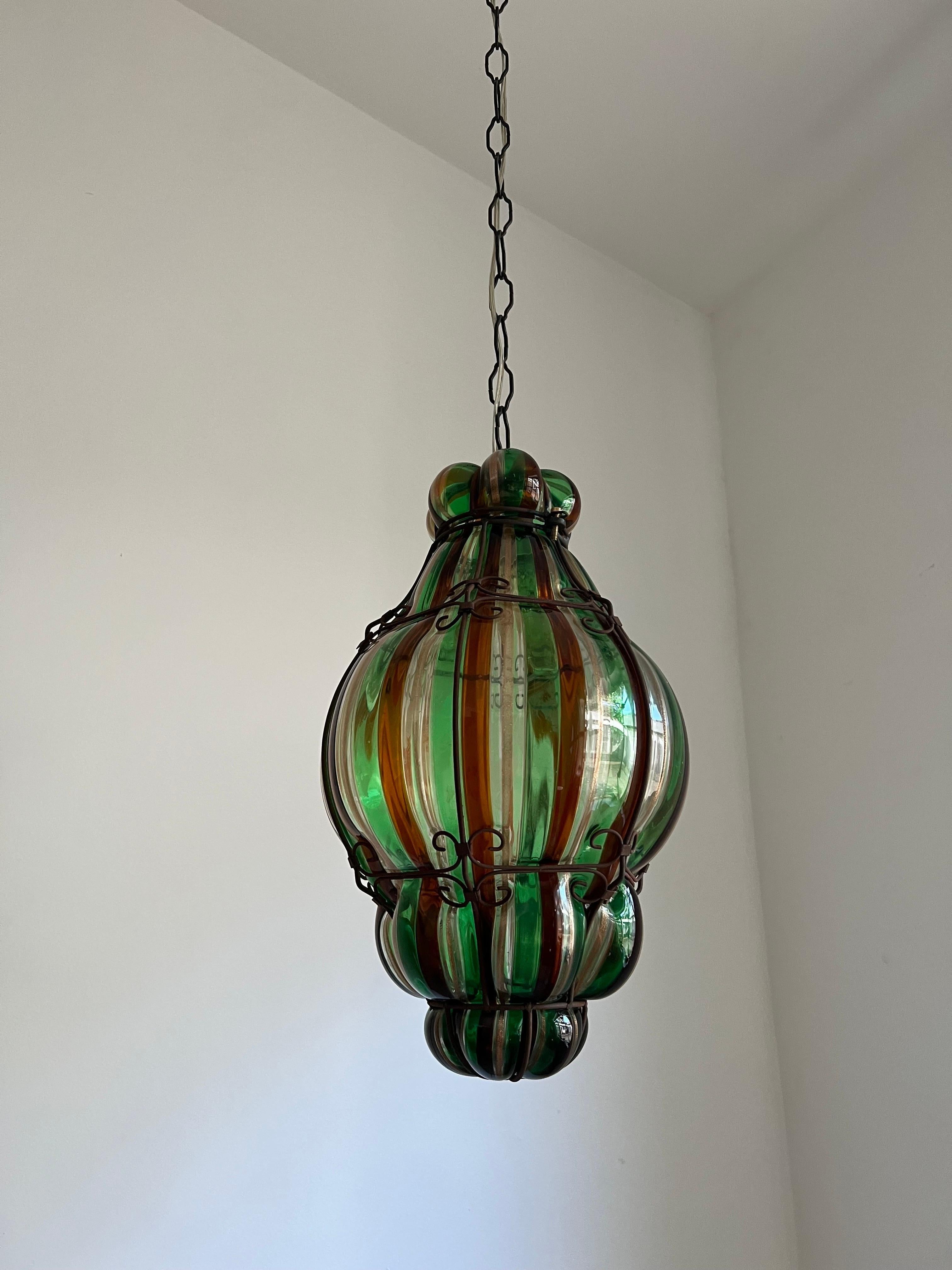 1940s Venini Lantern in Murano Glass by Fulvio Bianconi For Sale 1