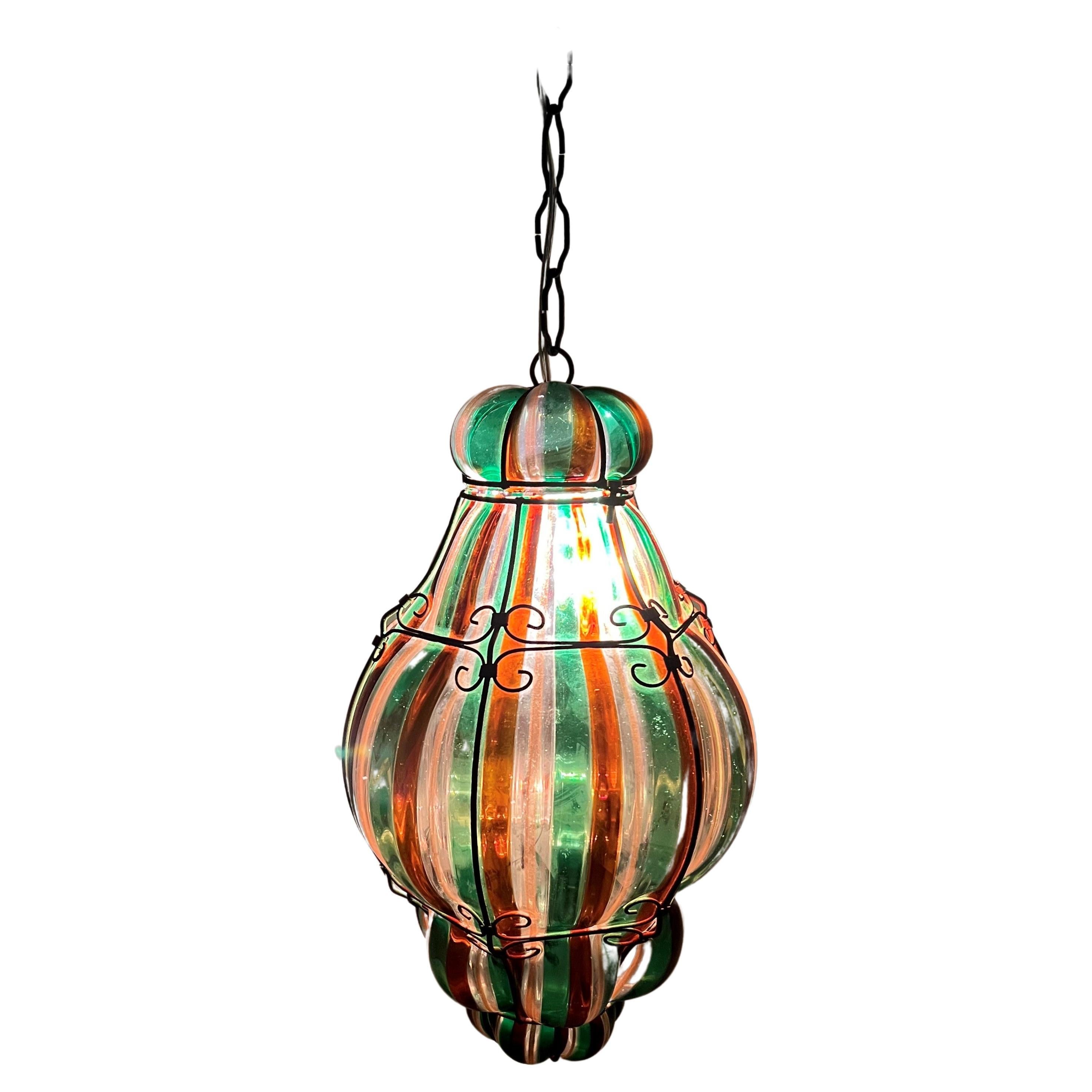 1940s Venini Lantern in Murano Glass by Fulvio Bianconi
