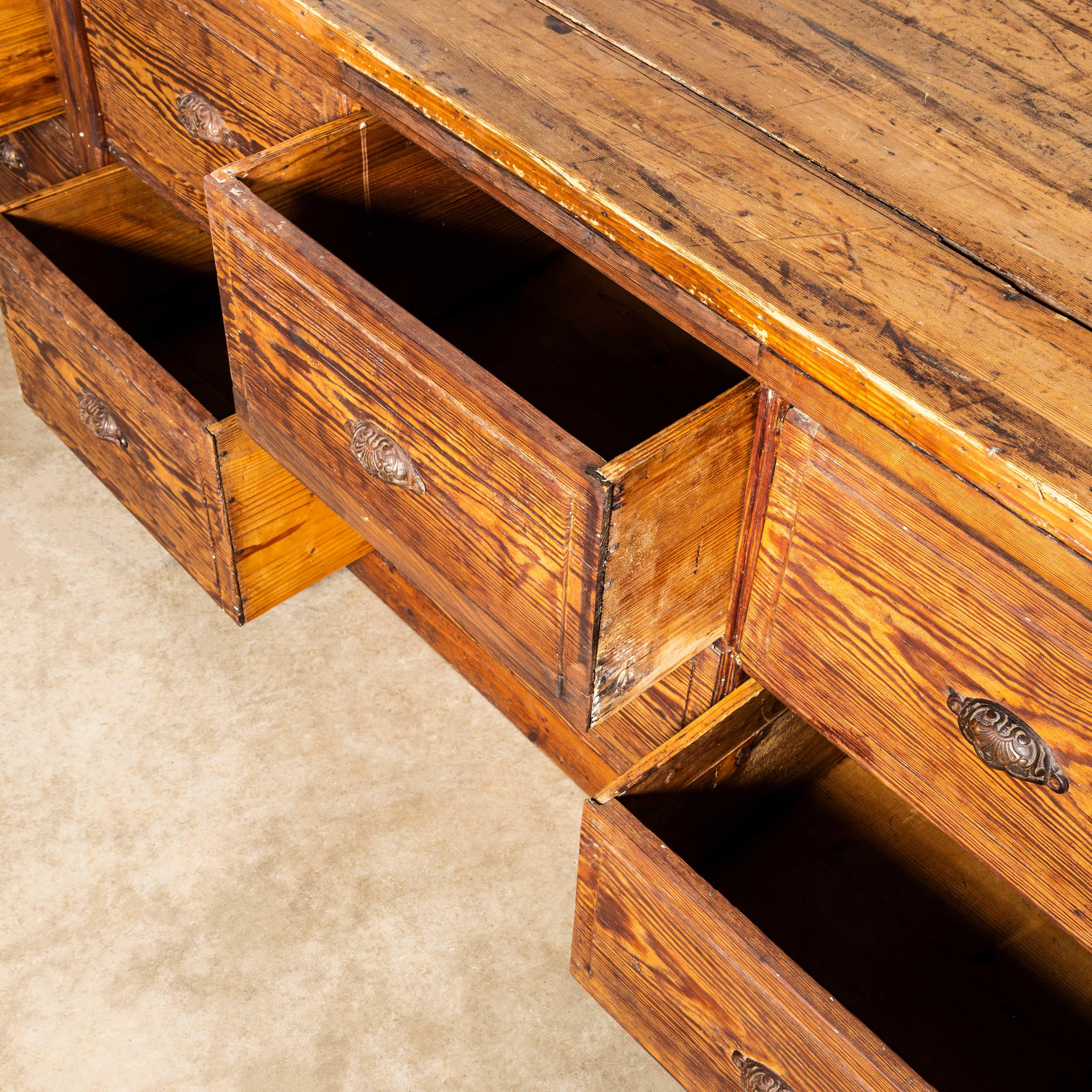 1940's Very Large French Hardware Bank Of Drawers - Twelve Drawers In Good Condition For Sale In Hook, Hampshire