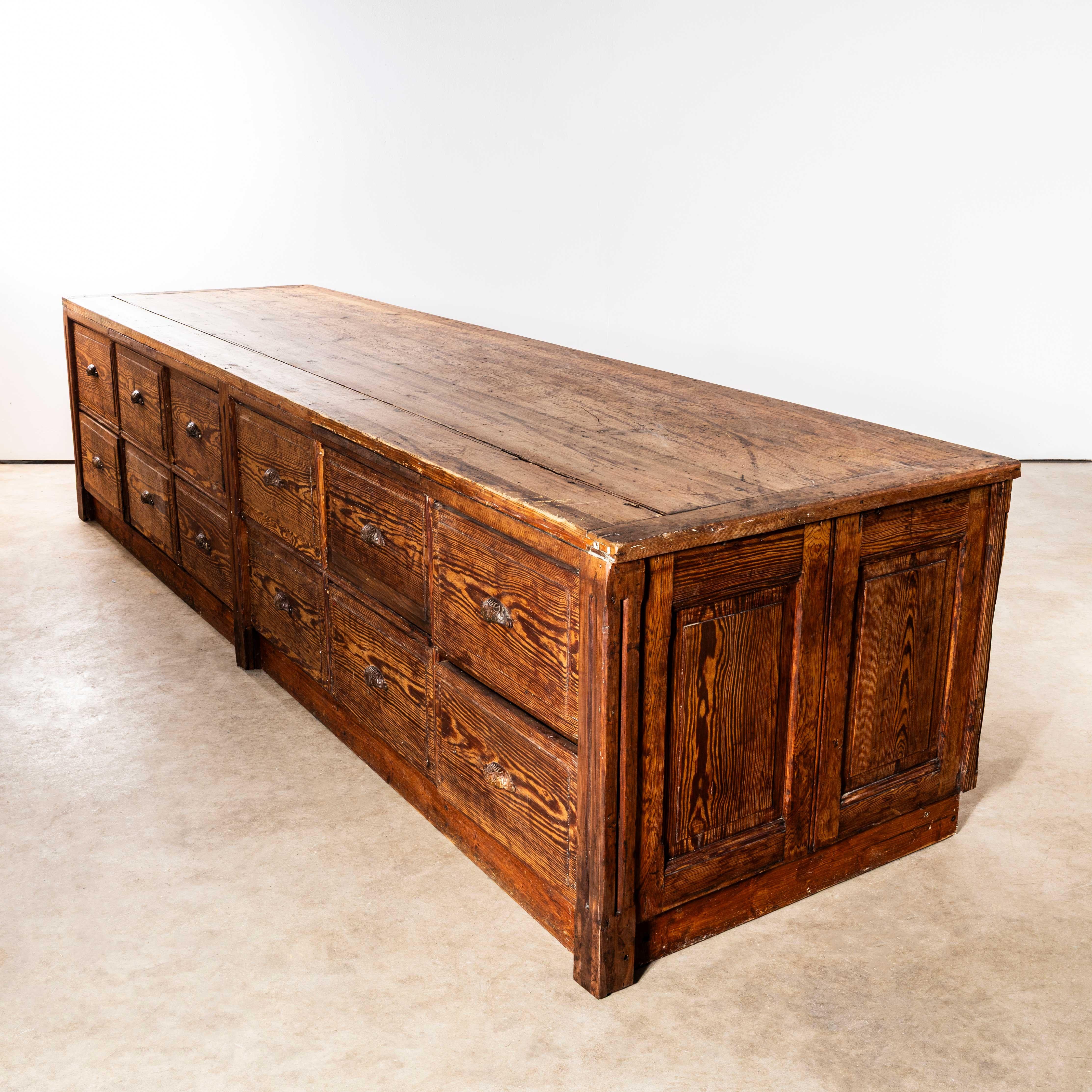 1940's Very Large French Hardware Bank Of Drawers - Twelve Drawers For Sale 1