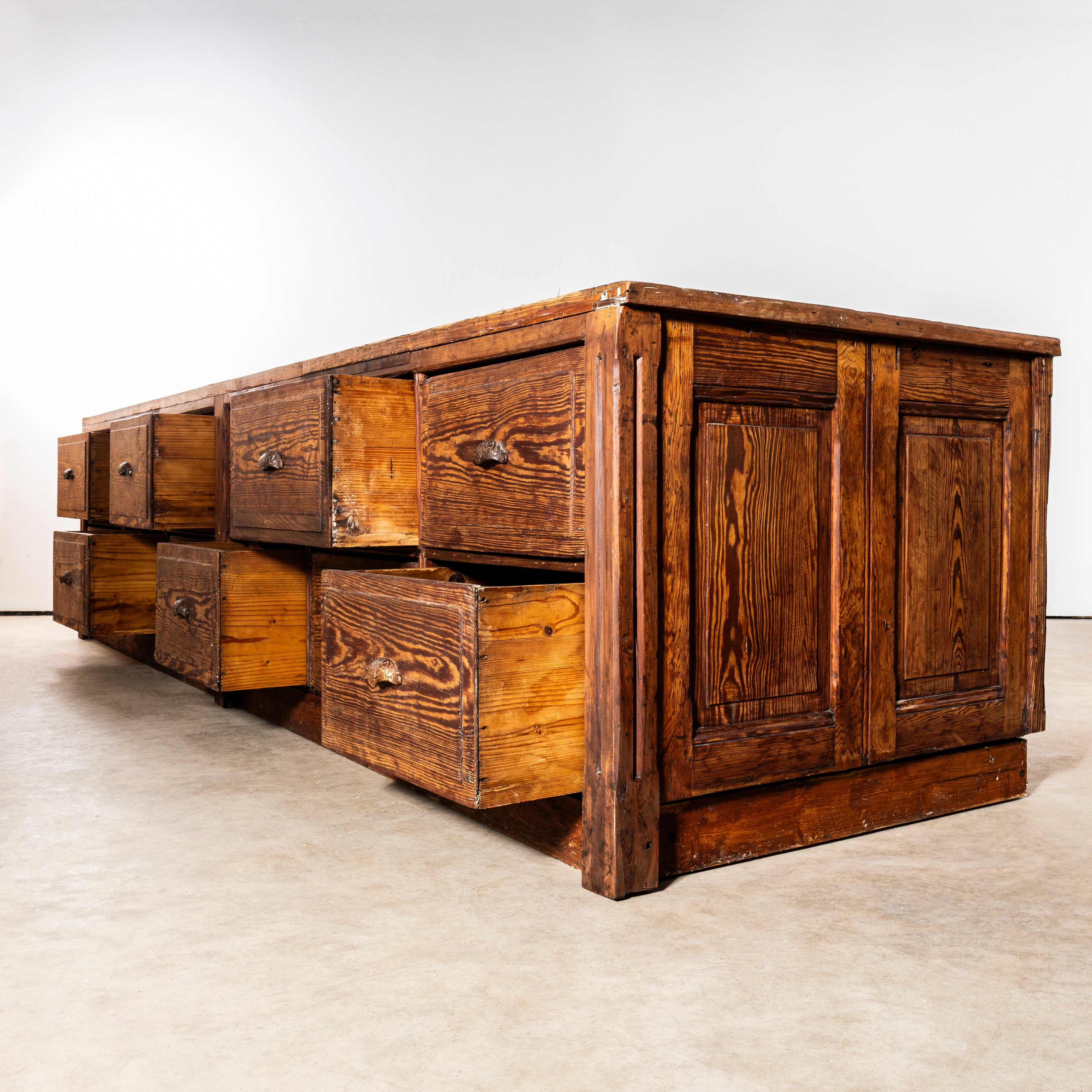 1940's Very Large French Hardware Bank Of Drawers - Twelve Drawers For Sale 4