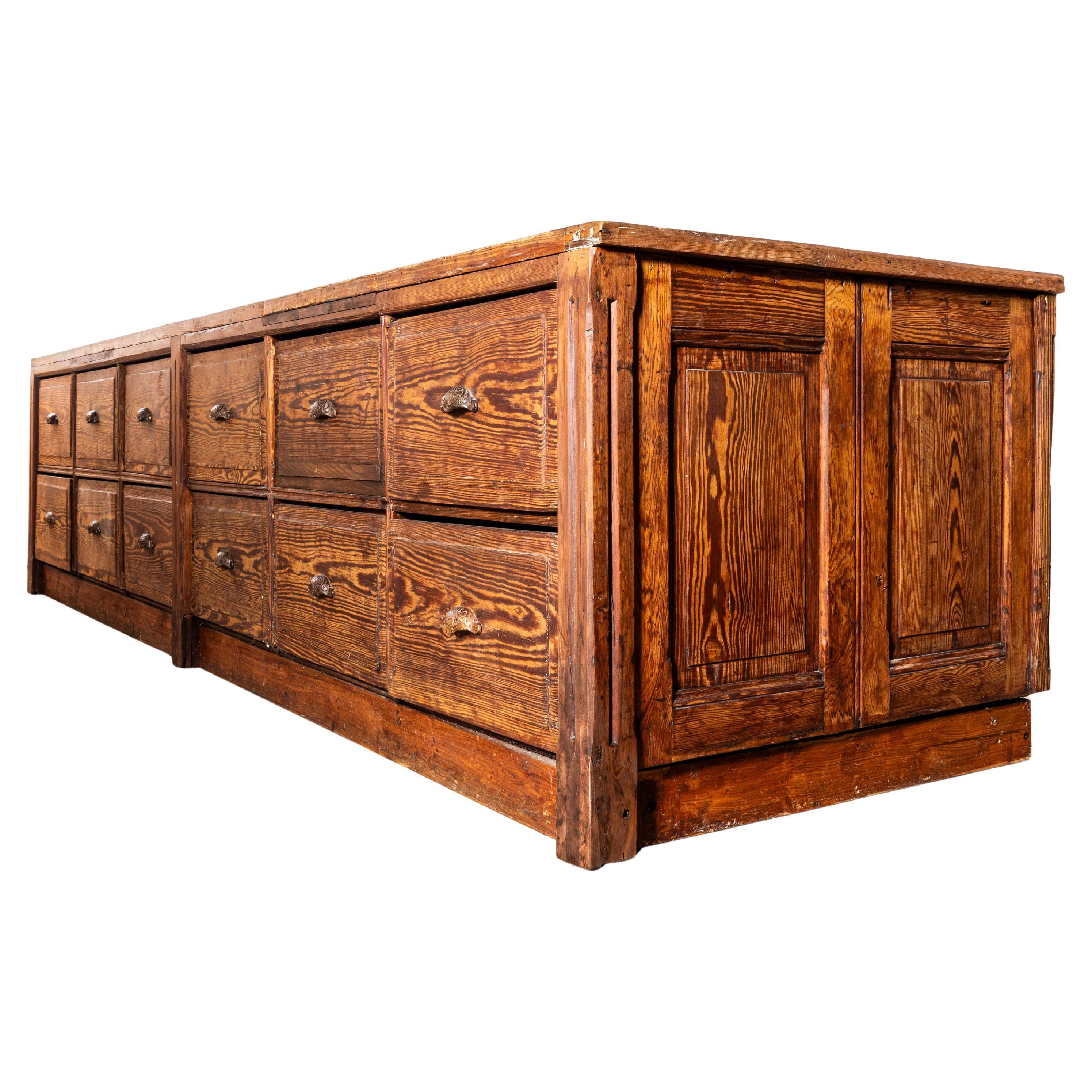 1940's Very Large French Hardware Bank Of Drawers - Twelve Drawers