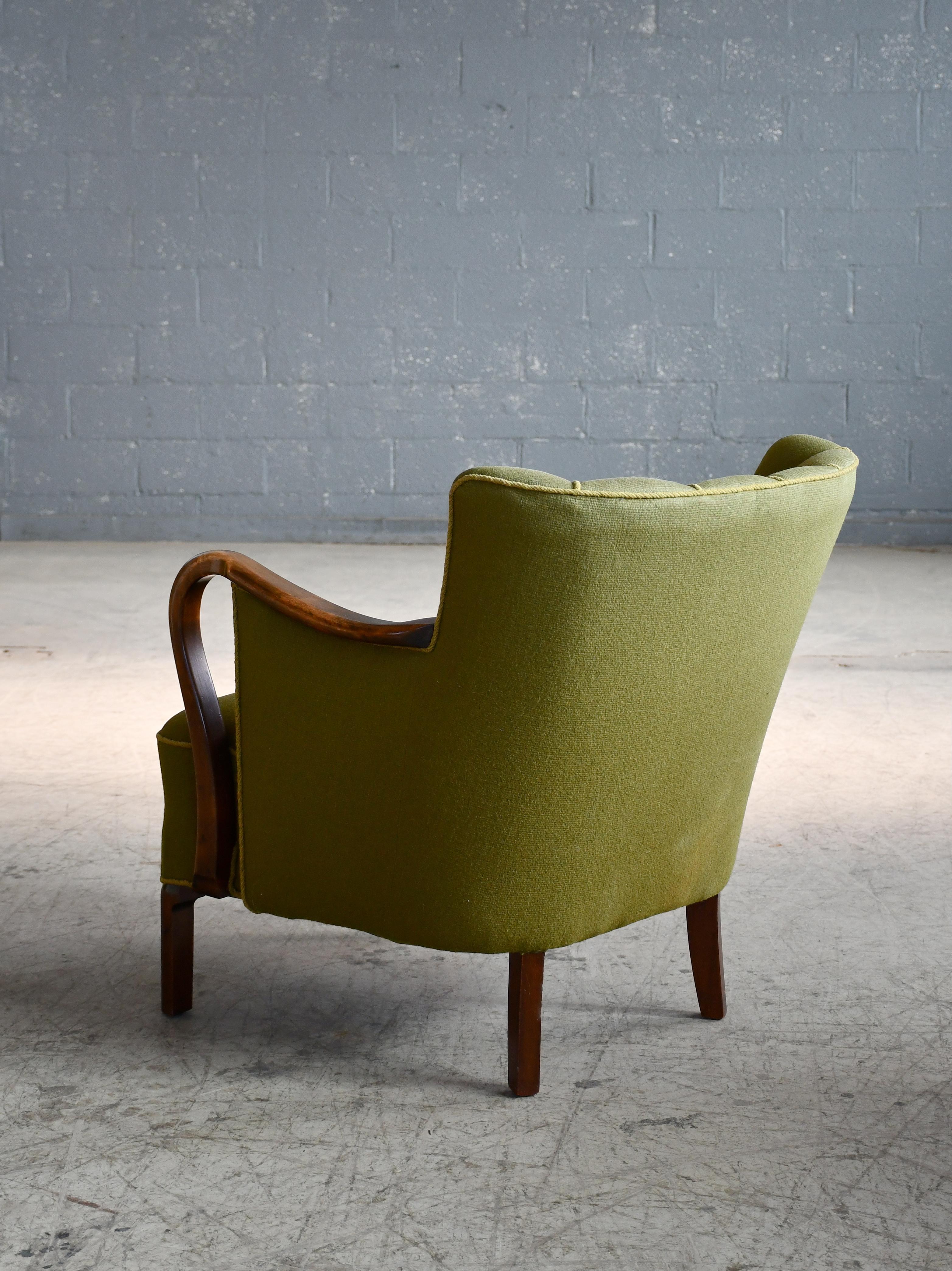 1940's Viggo Boesen Attributed Danish Lounge Chair in Oak by Slagelse 4
