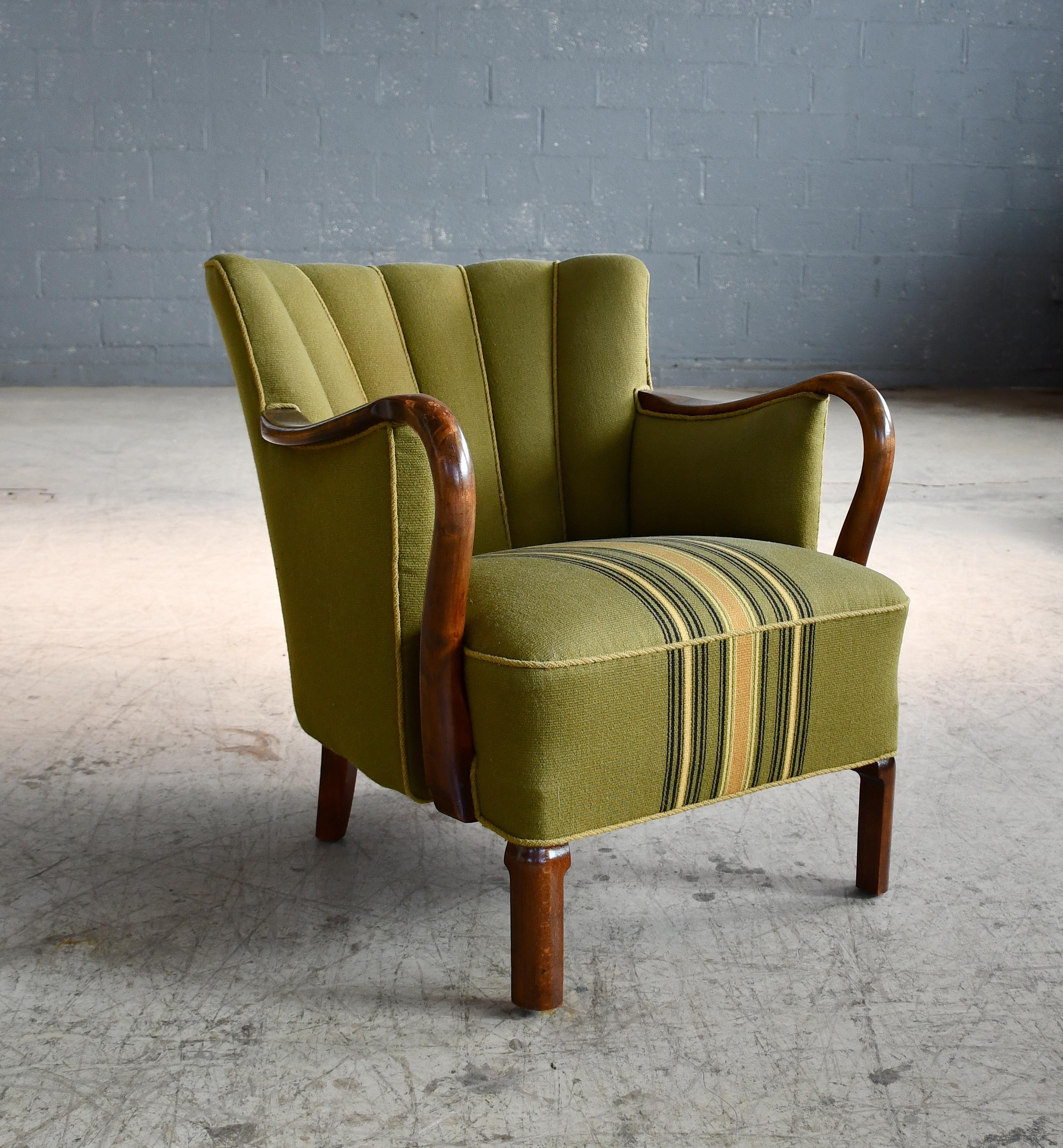 Mid-20th Century 1940's Viggo Boesen Attributed Danish Lounge Chair in Oak by Slagelse